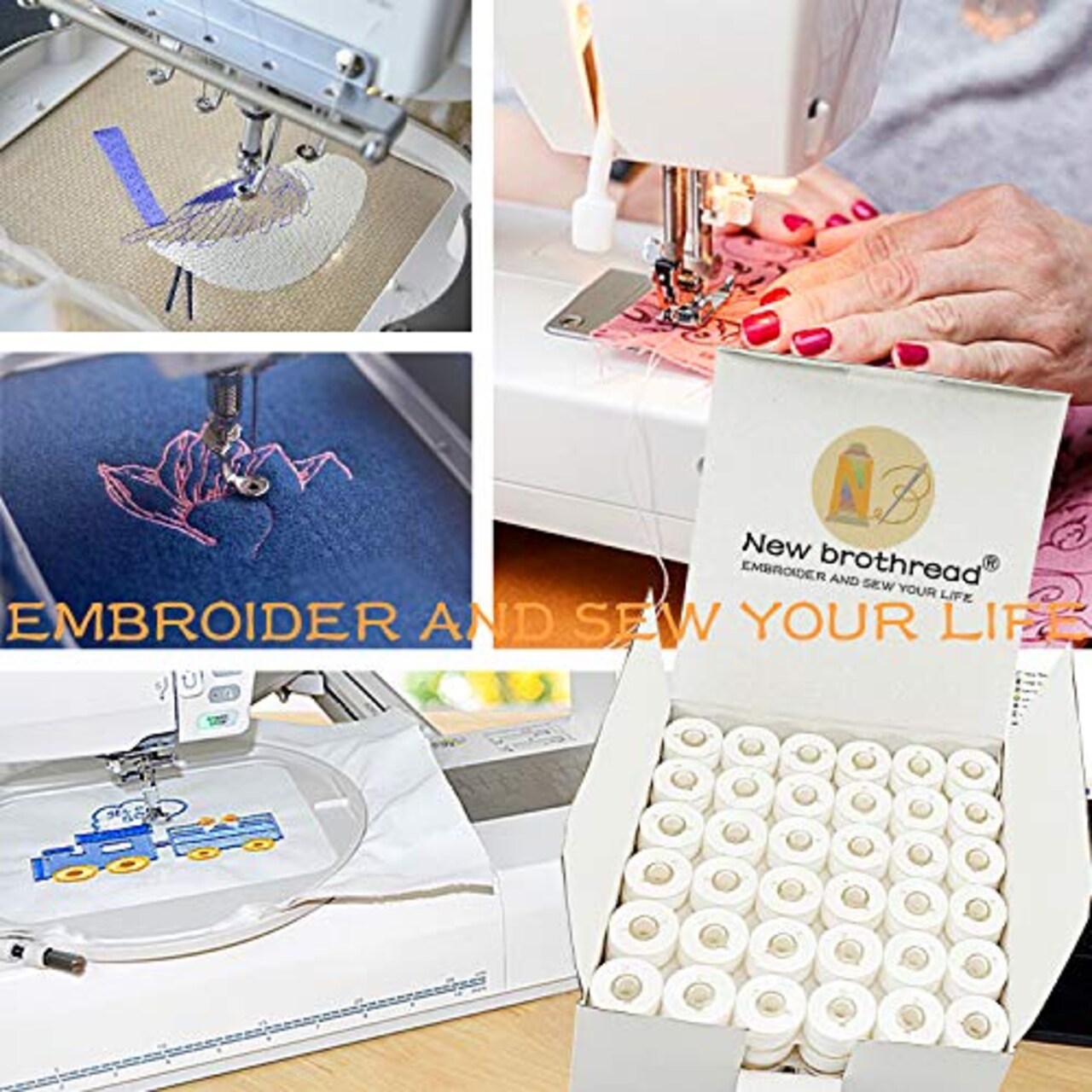 144 Pieces Type L (SA155) Size White Prewound Bobbin Thread Plastic Side for Particular Embroidery and Sewing Machines - 90 Weight Cottonized Soft Feel Polyester Sewing Thread